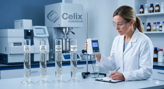 Laboratorium Industri Celix melakukan uji alir dan stabilitas untuk aditif mortar self-leveling Laboratorium Industri Celix melakukan uji alir dan stabilitas untuk aditif mortar self-leveling